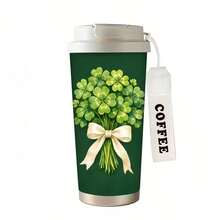 1pc/5pcs 17oz/500ml St. Patrick's Day Clover Bouquet Insulated Travel Mug With Strap - Lucky Shamrock Tumbler For Irish Celebrations, Gifts And Everyday Use - Multicolor - View 3