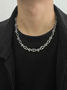 1件装嘻哈钛钢几何项链，男女通用，朋克风毛衣链，不规则打结拼接项圈，酷炫摇滚情侣饰品礼物 - 項鍊 - 查看 2