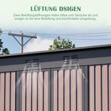 8x4 FT Metal Garden Shed With Sturdy Metal Foundation, Weatherproof Garden Shed For Garden & Patio, Spacious Garden House In Brown – Incl. Foundation Frame (Base Plate Required) - Brown - View 6