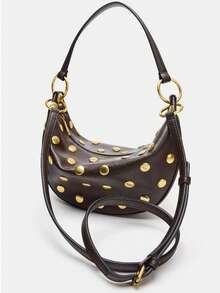 Vintage Nieten Tasche Nischen Design Kleine Achseltasche Punk Schwerlast Schultertasche Mit Nieten Umhängetasche Für Frauen - Braun - Übersicht 5