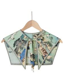 1pc French Retro Pearl Pendant Painting Style Tie Collar Scarf - Multicolor - View 11