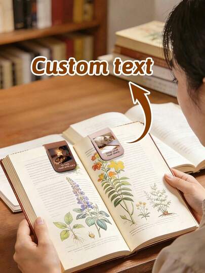 Customized Faux Leather Magnetic Bookmarks, Can Add Photos And Text, Unisex, Suitable For Books, Diaries, Planners, Perfect Gift For Friends, Classmates, Family, Teachers And Book Lovers, Provides Unique Personalized Reading Experience