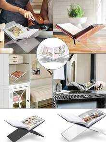 Acrylic X-Shaped Book Stand, Book Holder, Display Rack For Books, Magazines, Sheet Music, Recipes, Photo Albums - Multicolor - View 9