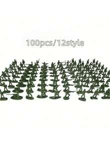 100件套玩具兵人模型套装，塑料士兵，装甲车，坦克 - 彩色 - 查看 13