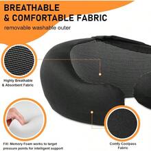 [Hat-Attached Neck Pillow]Memory Foam Travel Pillow Perfect For Office Or Car Use During Long Flights Includes Eye Mask And Earplugs; Portable And Foldable For Deep Relaxation - 灰色(無頭) - 查看 4