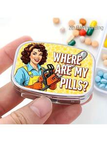 1 pezzo "Dov'è la mia pillola" Scatola portapillole rettangolare portatile, adatta per conservare vitamine e trasportare in tasca o portafoglio, organizzatore da viaggio - Multicolore - Visualizzare 5