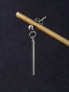 1pc Stainless Steel Bar Pendant Earring, Fashionable Minimalist Design For Men - Long Stick Pendant - View 1