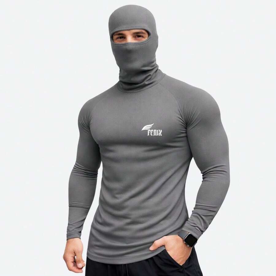 Balaclava Kit + Men's Thermal Shirt UV 50+ Protection - 灰色套件 - 查看 1