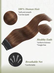 DNE HAIR V Part Clip In Hair Extension 100% Human Hair One Piece With 4 Clips 2# Middle Brown Straight Real Human Hair For Women Easy To Style With Hair Curler And Straightener Invisible Suitable For Add Volume All Day WearFor All Hair Types & Fashion Lovers - S4 - View 2