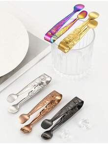 1pc Stainless Steel Rose Pattern Sugar Cube Tongs, Ice Cube Clamp, Food Clip, Towel Clip - View 5