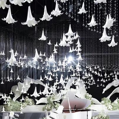 5Pcs/1pc Of Sophisticated Fabric Lily Flower Heads Made From EVA Material, Featuring A Realistic Petal Design. Ideal For Wedding Ceilings, Event Decorations, And Upscale Home Accents, For Birthday Parties, Events, And Home Decor, Showcasing A Luxurious And Elegant Style