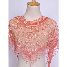 1pc 2026 New Floral Lace Scarf & Headscarf Set For Women, Lightweight & Breathable, Suitable For Weddings, Parties And Formal Events - Solid Color - View 10