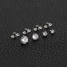 1Set Versatile Surgical Steel 14G Internally Threaded AAAAA+ Cubic Zirconia Microdermal Piercing Jewelry Set For Women & Men Daily Wear & Party - Style C - View 5