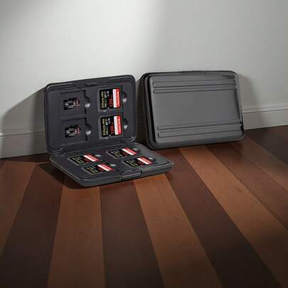 Caja de almacenamiento de tarjetas de memoria con 16 ranuras, adecuada para tarjetas SD/Micro SD/SDHC/SDXC/TF, accesorios de cámara digital, soporte de tarjetas de metal resistente a golpes