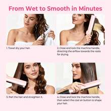 UKLISS 2-In-1 Multi-Functional Styling Tool | 200M Negative Ion High-Speed Airflow & Fast Heating | 3 Temperature Settings + Cold/Hot Mode LCD Display | Auto Shut-Off & Overheat Protection Suitable For Dry, Straight, Natural Curly, Tight Waves, Fluffy Bangs, Anti-Static, Smooth Effect, Ideal Gift - Pink - View 10