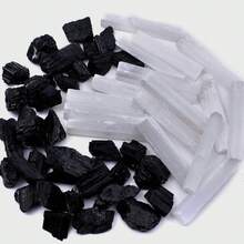 批发黑绿柱石和透石膏原石，适用于抛光、滚磨、宝石加工、研磨、绕线、巫术、灵气疗愈、冥想、脉轮平衡等用途。 - 黑與白 - 查看 2