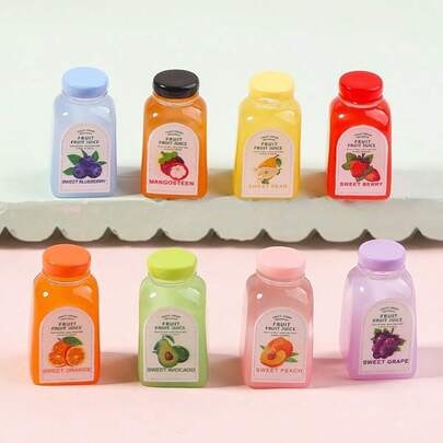 彩色果汁饮料装饰，彩色饮料3D瓶配件，DIY游戏屋小配件，便利店场景模型，复活节派对装饰，手工DIY装饰配件，迷你桌面摆件，娃娃屋装饰，迷你便利店装饰，节日礼物，生日礼物，复活节礼物，复活节装饰