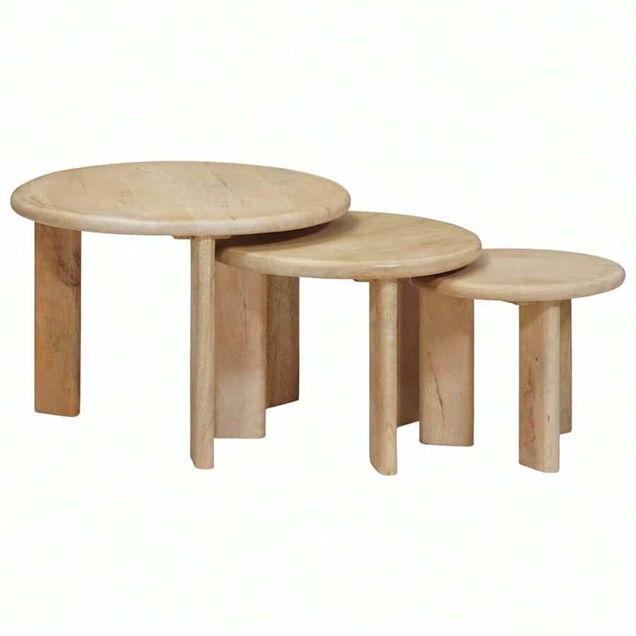 CROISSANCE Tavoli da Caffè Nido 3 pcs Nero Legno di mango massello - nero - Visualizzare 1