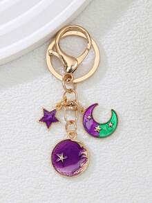 1PC Moon And Star Keychain, DIY Accessory, Bag And Clothes, Pendant, Alloy Keychain - Ideal Birthday Gift, Party Small Gift, Or Holiday Gift - Multicolor - View 3
