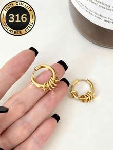 2 đôi bông tai vòng nhiều tầng chất lượng cao, làm từ thép không gỉ 316, không gây dị ứng, không phai màu, kiểu dáng sang trọng, mạ vàng 18K chống phai màu, phù hợp để đeo hàng ngày hoặc dự tiệc, phụ kiện trang sức nữ, phụ kiện thời trang, lựa chọn quà tặng tốt nhất cho kỷ niệm, ngày Valentine, dành cho phái nữ. - móc tai nhiều vòng - Xem 8