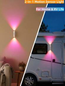 YITUMU Rechargeable LED Sensor Night Light, Magnetic Wireless Wall Lamp, 3 Colors/RGB, Dimmable Ambient Lighting, Suitable For Wardrobe, Stairs, Bedroom, RV And Camping (Best For Stationary/Fixed Use) - White - Casing - View 2