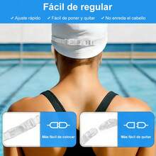 Gafas de natación para adultos de marco grande, de alta definición, antivaho y galvanizadas, gafas protectoras de silicona con protección UV, estuche para gafas de natación gratis + clip nasal y tapones para los oídos. - Blanco - Ver 7