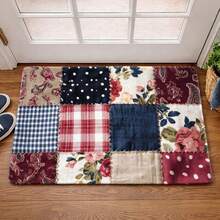 1pc Vintage Patchwork Suitable For, Non-Slip Rubber Backing Floor Mat With Machine Washable Suitable For Bedroom,, Entryway, Balcony, / Use - Durable Suitable For Door Mat, Front Door - Nhiều màu - Xem 3