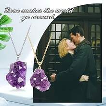 1Pc Natural Amethyst Cluster Crystal Necklace, Healing Energy Purification Spiritual Reiki, Irregular Raw Rough Amethyst Quartz Pendant, Positive Energy Beauty Love Jewelry, Lucky Charm Necklace For Women Men - Multicolor - View 8