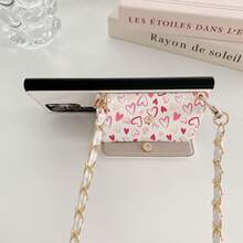 1pc Elegant Animal Print Pattern Card Holder Crossbody Wallet Phone Case Compatible With Samsung Galaxy S25 Edge, S24, S23, S22, S21, S20 FE, Note 20 Ultra, A17, A16, A15, A07, A52, A53, A54, A25 5G, Heart Mirror PU Leather Card Holder Wallet Case Compatible With 10, 9 Pro XL, 8, 7, 6, 9a, 8a, Multi-Functional Protective Cover Compatible With Xiaomi Note 15 Pro, 14, 13 4G, Poco C75 - Love 12 - View 5