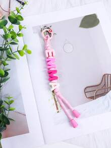 1pc Customized Name Keychain - Eye-Catching Acrylic Bead Pendant, Cute Daily Bag Accessory, Customizable Birthday Gift - Customized Pendants - View 26