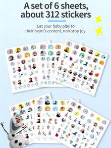 6pcs Disney Frozen 3D Luminous Cartoon Stationery Stickers, Children Stickers, Girls Nail Art Stickers - Mint Blue - View 5