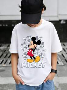 Official Disney Mickey Mouse Short Sleeve Tee For Kids 2-14 | Unisex Fit | Playful Character Design | Everyday Comfort | Express Delivery - trắng - Xem 1