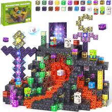 50/100/200/300片磁性积木，磁性拼搭玩具，可搭建3D世界，STEM磁性立方体感官玩具，磁性立方体玩具，可搭建熔岩洞穴世界，适合3岁以上儿童，男孩女孩皆宜，教育用品，生日/节日礼物（部分颜色随机） - 彩色 - 查看 8