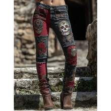 Digital Print Women's Trousers With Colorful Floral Pattern Imitation Jeans - ADFGRVV4 - 查看 11