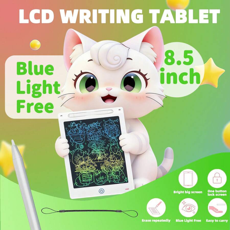 8.5 Inch Kids Electronic Drawing Tablet, No Blue Light, One-Key Erase, Reusable Drawing Board, Suitable For 3-8 Years Old Children, Text Enlightenment, Learning Toy, Express Imagination, School/Party Gift, Best Choice