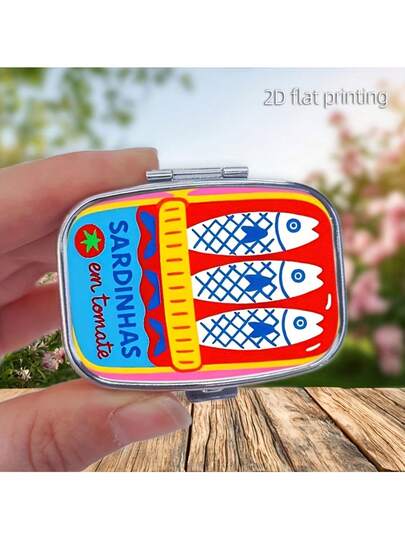 1個 ポケット二層式ピルボックス、長方形の装飾ボックス、バッグや旅行に適しています、ビタミン錠剤の収納