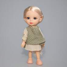 AKODEERD 16厘米精致时尚小娃娃，身穿可爱连衣裙，关节可动，送给朋友的礼物 - 整個娃娃 - 查看 9