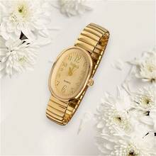 Relógio De  Feminino Com Mostrador Oval-Design Inspiração Pulseira Elástico Feminina Quartz Prata Rose e Ouro - Dourado - Visão 3