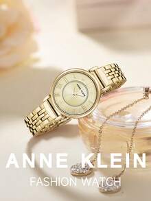 Anne Klein 女士手镯腕表，经典女士腕表，不锈钢表带，女士正装腕表，女士圆形腕表 - 金色 - 查看 8