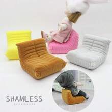 SHAMLESS 1:12/1:20比例迷你毛绒懒人沙发收藏摆件，逼真可爱天鹅绒扶手椅塑料娃娃屋微缩家具模型，适合DIY仙境花园摄影道具和场景装饰，完美的节日礼物 - Mini Lazy Sofa_1 pc - 查看 3