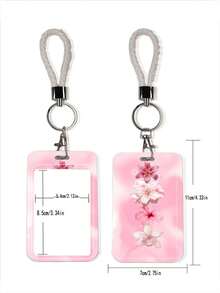 1 Stück Farbverlauf Rosa Lilien Kartenhalter, Material mit hoher Festigkeit und Kratzfestigkeit, wasserdicht und schmutzabweisend, verhindert effektiv das Verbiegen und Abnutzen von Karten, geeignet für Schüler-Pendeln, Arbeitsplatz und täglichen Gebrauch - Rechteck - Übersicht 7