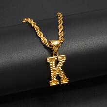 Collares con letras A-Z para mujeres y hombres, colgante con inicial bañado en oro, cadena de cuerda, joyería de letras del alfabeto en inglés, africana - Amarillo Oro - Ver 17