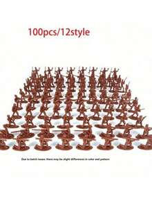 100件套玩具兵人模型套装，塑料士兵，装甲车，坦克 - 彩色 - 查看 12