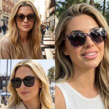 2 Packs Polarised Sunglasses For Women UV400 Protection Square Stylish Sun Glasses For Driving - A01(2 Pack) Black + Yellow Tortoise - View 5