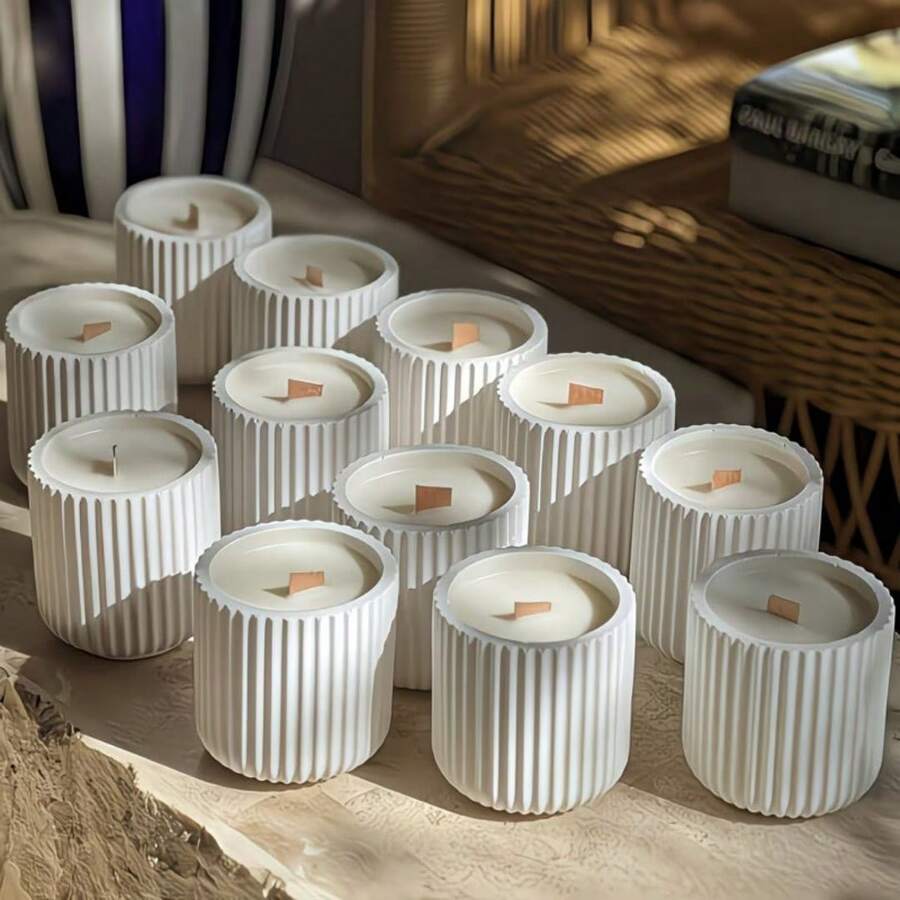 1个DIY条纹储物杯环氧树脂镜面杯模具,条纹蜡烛模具,硅胶模具,适用于DIY手工制作、日常储物容器制作,可重复使用 - 條紋收納杯模具 - 查看 1