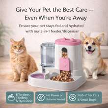 Automatic Dog Cat Feeder – 2-In-1 Cat Food And Water Bowl Set & Dog Food And Water Bowl Set, 800ml + 2.2L - pink - 查看 6