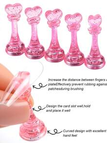 1pc Pink Glitter Nail Display Stand, Acrylic Nail Art Practice Holder, Suitable For Painting Nails, Magnetic Practice Stand, DIY Manicure Supplies - Multicolor - View 2