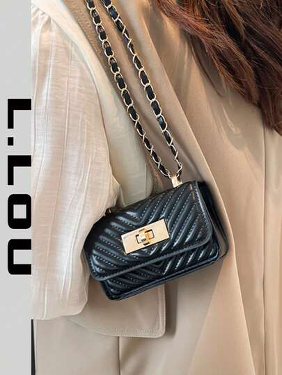 Versatile Exquisite Fashionable Niche Square Bag For Women, Chain Strap High-Quality Casual Unique Korean Chic Crossbody Bag