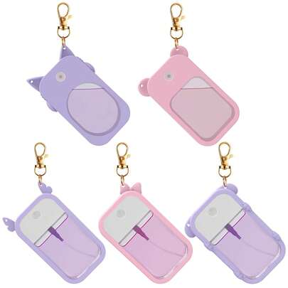 Touch Land Silicone Hand Sanitizer Holder Sleeve, 1oz/30ml Perfume Bottle Leak-Proof Card-Style Refillable Bottle, Hand Soap Spray Accessories, Travel Essentials, Bag Charm