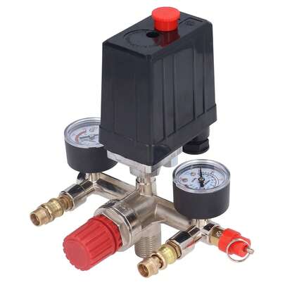 Kit de válvula de presión para compresor de aire, regulador de colector con interruptor vertical, 90-120 PSI CA